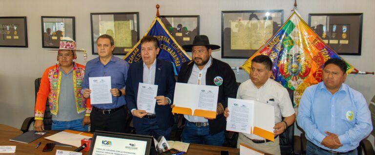 ICAM Y FEDERACIÓN DE CAMPESINOS SUSCRIBEN HISTÓRICO ACUERDO CONTRA LOS BLOQUEOS Y EN DEFENSA DE LA ECONOMÍA DE COCHABAMBA